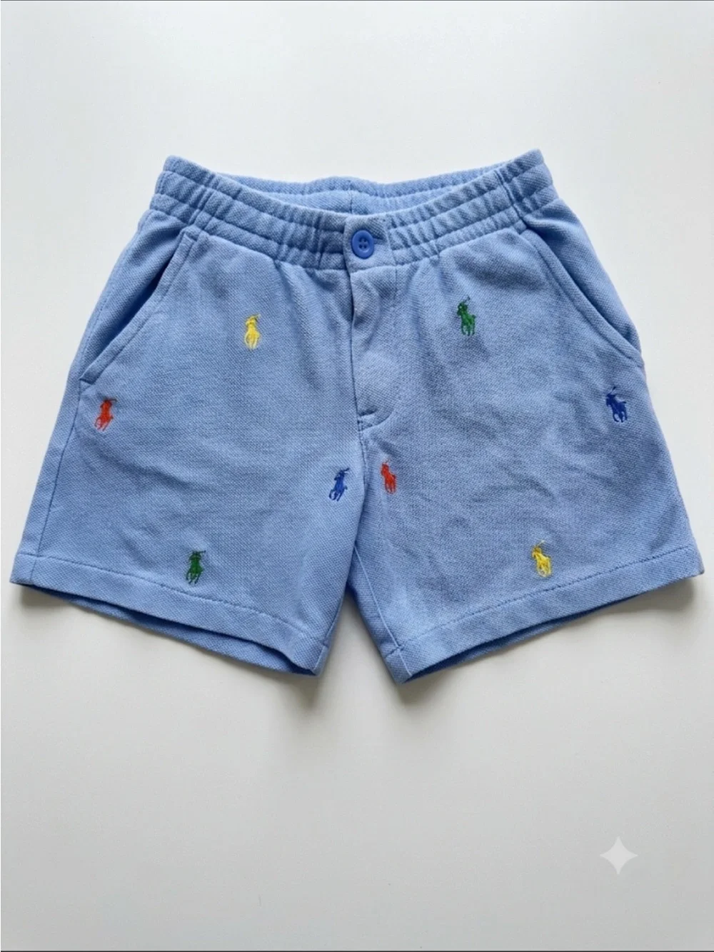 Ralph Lauren Light Blue Terry Polo-Embroidered Kids Shorts